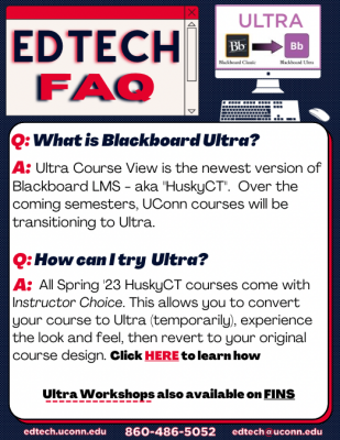 EdTech FAQ answering questions about Blackboard Ultra